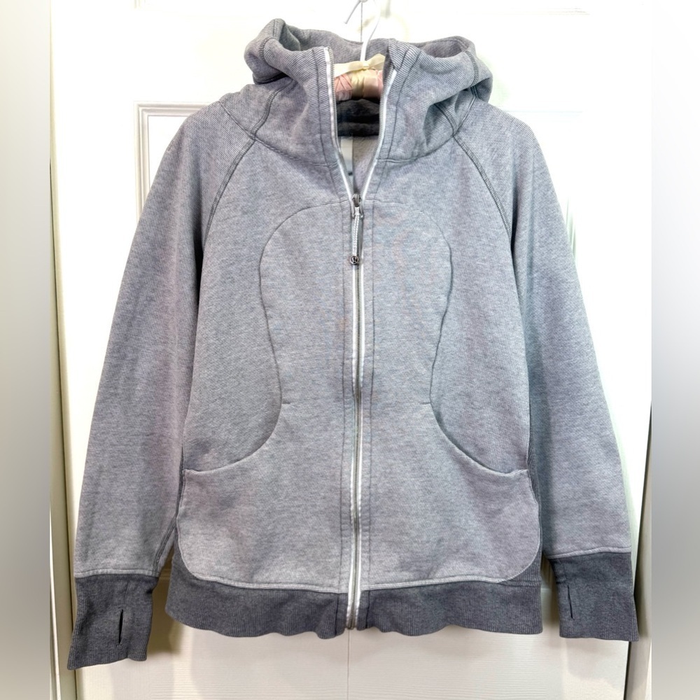 Lululemon Scuba Hoodie Full Zip thick Heather Gray Women’s Size 10 EUC